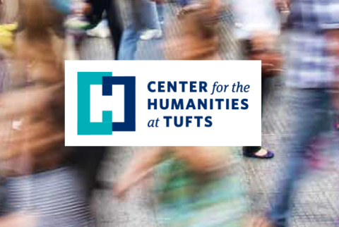 Center for Humanities logo in front of blurry crowd image