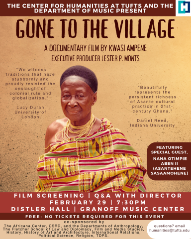 flyer featuring african queen on brown background with text