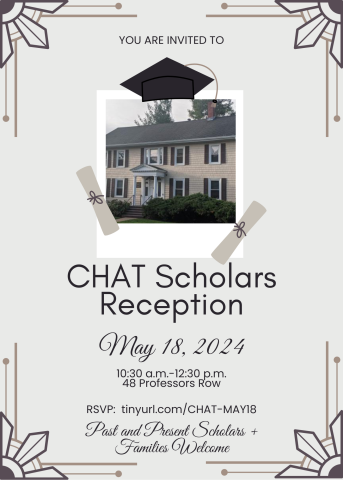 poster with picture of a house with a graduation cap on the top of it