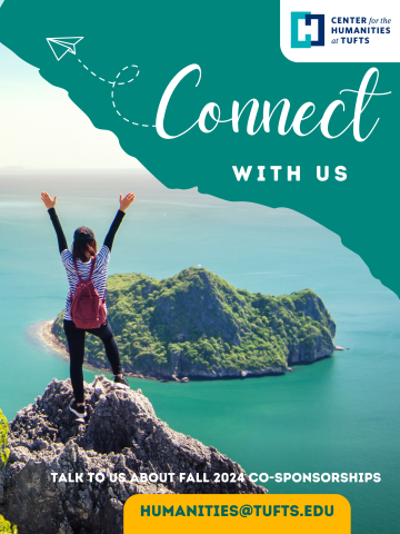 Woman celebrating on a mountaintop, looking at ocean with island in distance