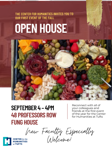 red and white flyer featuring charcuterie board and text