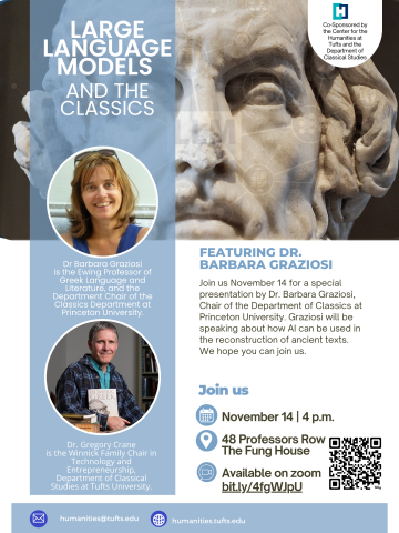 poster featuring statue of homer and profile photos of Greg and Barbara