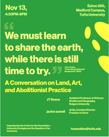 green flyer with yellow text and spotted design