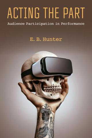 book cover featuring skull with VR headset, held in a hand