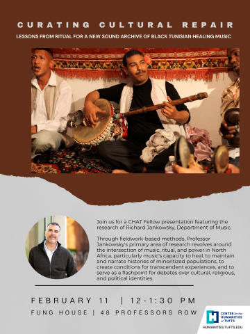 poster featuring man playing instrument with others singing, and picture of Richard Jankowsky on the bottom