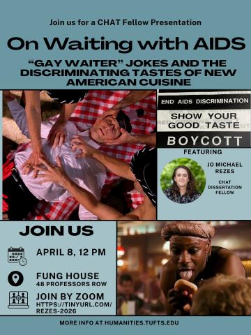 teal poster with photos from true blood and newspapers, and text in black