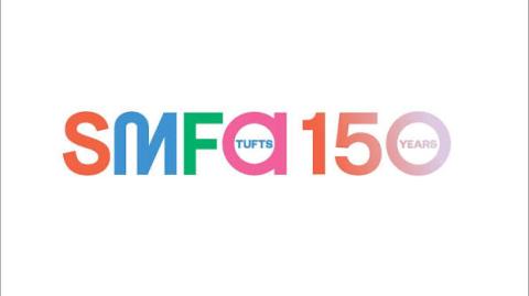 SMFA logo plus "150" in multicolored text