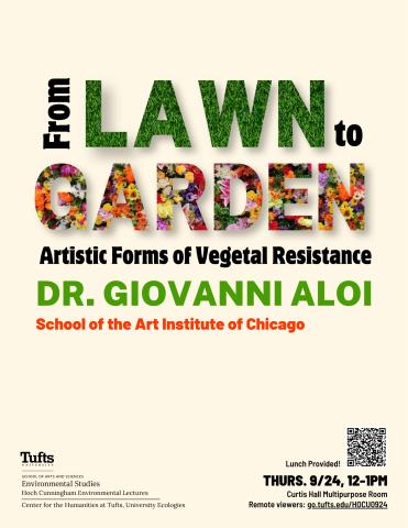 beige flyer with text to be made to look like a lawn with flowers
