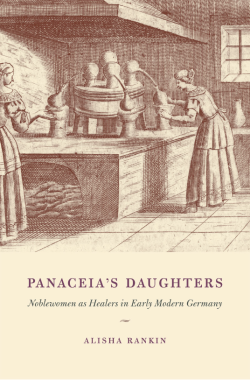 Book Cover: brown woodcut of woman working in a kitchen