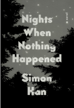book cover featuring stars and tree branches, in black and white