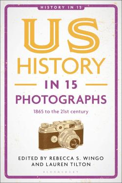 book cover with text in yellow and mauve, with a picture of camera in the middle