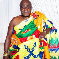 Asante oral historian in traditional dress