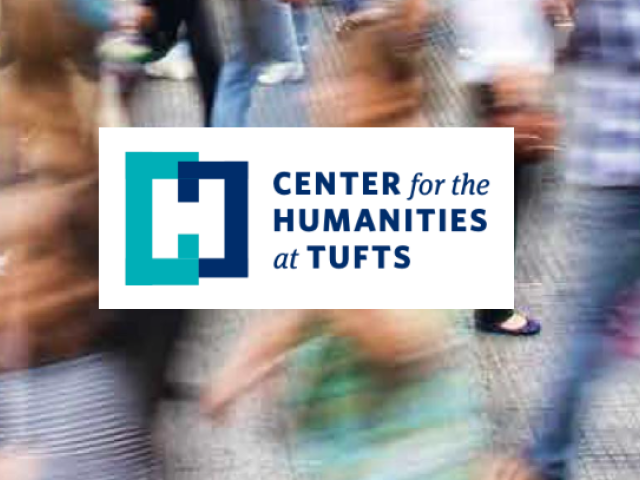 Center for Humanities logo in front of blurry crowd image