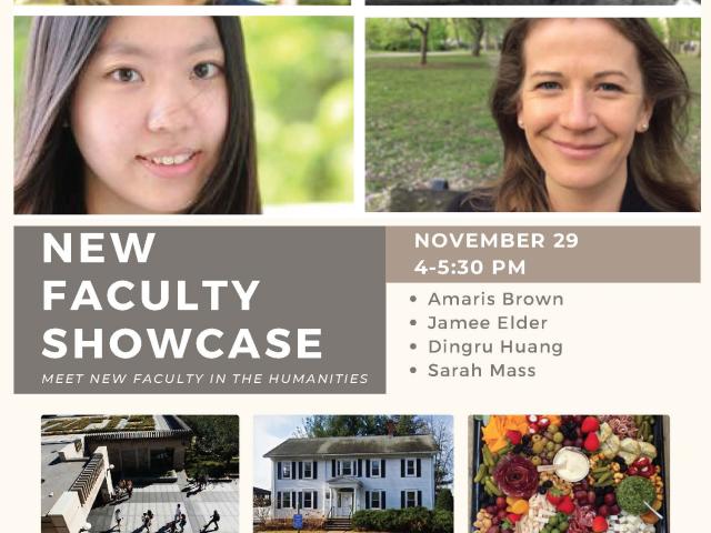 poster featuring 4 women, a house, a library and food