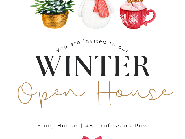 flyer featuring fur tree, snowman and hot chocolate