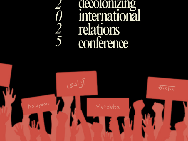black background with silhouettes in red holding protest signs