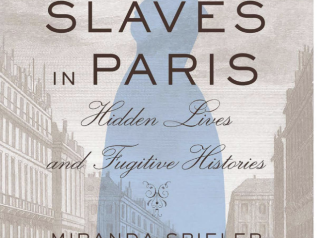 book cover with photo of a paris street and silhouette of a woman