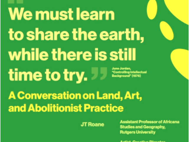 green flyer with yellow text and spotted design