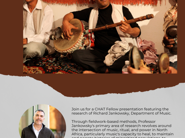 poster featuring man playing instrument with others singing, and picture of Richard Jankowsky on the bottom