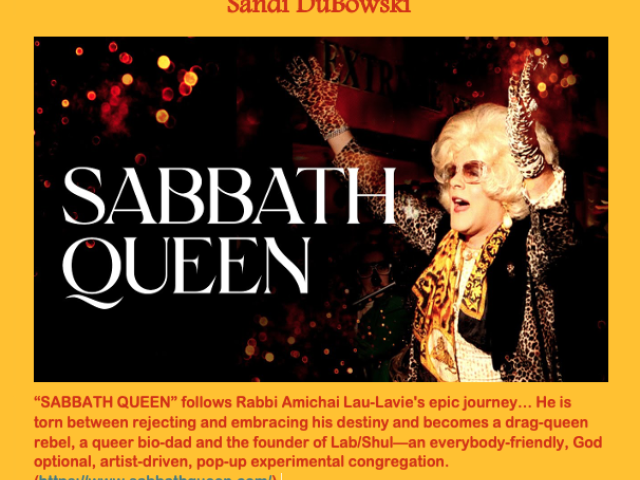 yellow flyer with "Sabbath Queen" image in middle, text in Red and black