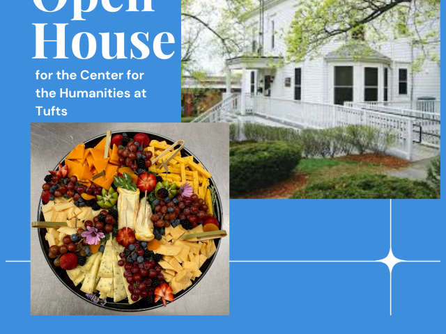 poster with blue background with white text and photo of Fung House