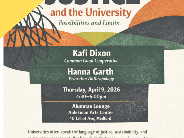 white poster with orange, green and yellow hills with text in white and green