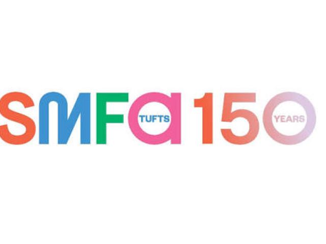 SMFA logo plus "150" in multicolored text