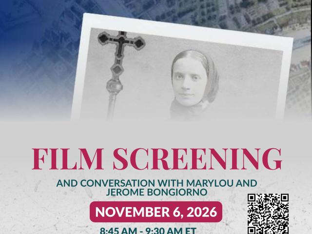 poster featuring movie cover on top, and text in pink on grey background on bottom