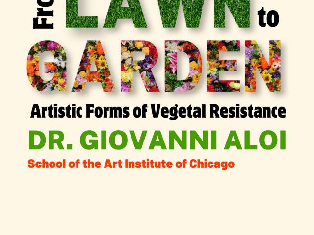 beige flyer with text to be made to look like a lawn with flowers